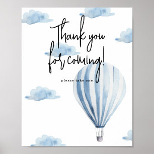 Blue hot air balloon - Thank you for coming Poster