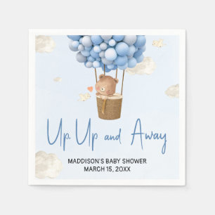 Blue Hot Air Balloon Up and Away Baby Shower Napkin