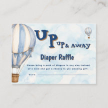 Blue Hot Air Balloon Up Up & Away Diaper Raffle 