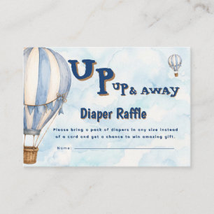 Blue Hot Air Balloon Up Up & Away Diaper Raffle Enclosure Card