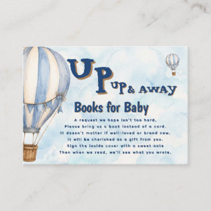 Blue Hot Air Balloon Up Up & Away Diaper Raffle Enclosure Card