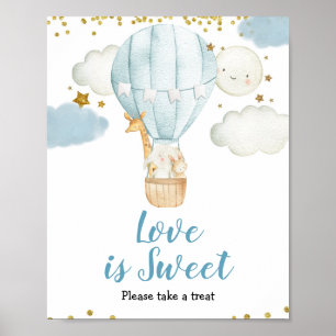 Blue Hot air balloon Watercolor Love is Sweet Sign