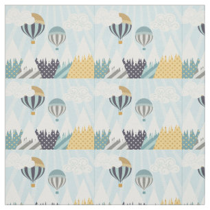 Blue Hot Air Balloons Fabric