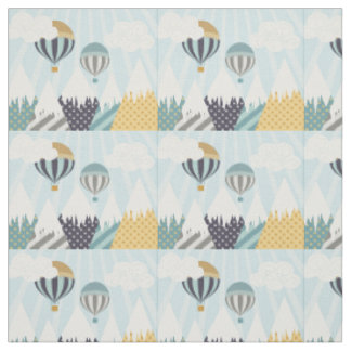 Blue Hot Air Balloons Fabric