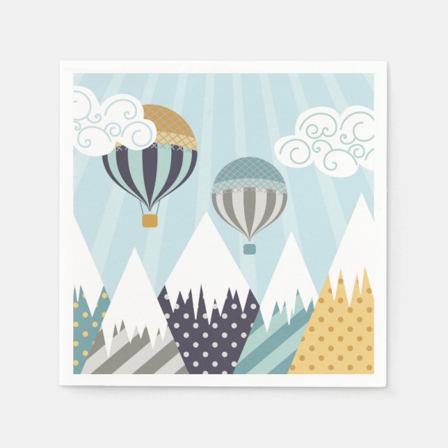 Blue Hot Air Balloons Napkin (Front)