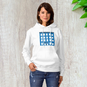 Blue Hotel Building Vintage City Architecture Hoodie