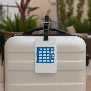 Blue Hotel Building Vintage City Architecture Luggage Tag