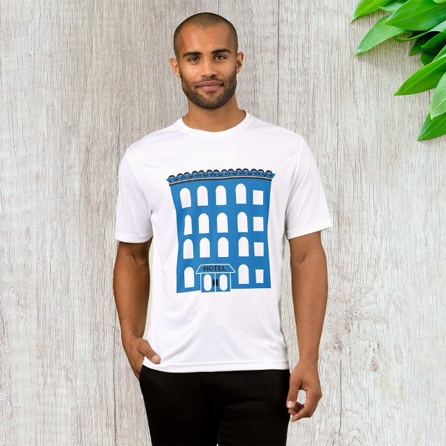 Blue Hotel Building Vintage City Architecture T-Shirt (Creator Uploaded)