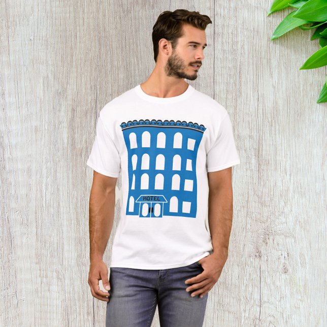 Blue Hotel Building Vintage City Architecture T-Shirt (Creator Uploaded)