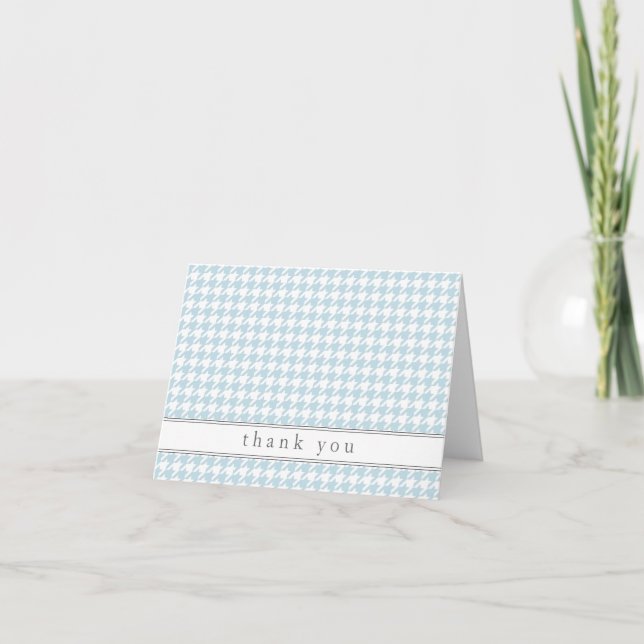Blue Houndstooth Pattern Thank You Notes (Front)
