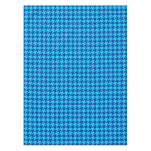 Blue Houndstooth Plaid Check Tablecloth