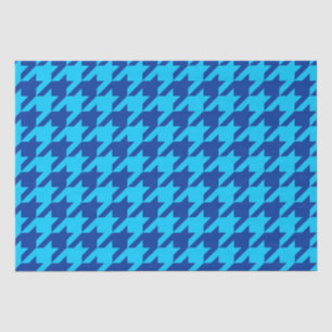 Blue Houndstooth Plaid Check Tissue Paper