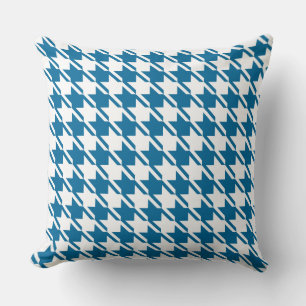 Blue Houndstooth Repeating Pattern Cushion