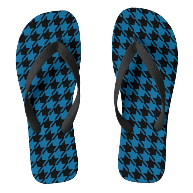 Blue Houndstooth Repeating Pattern Jandals (Footbed)