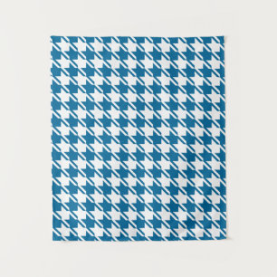 Blue Houndstooth Repeating Pattern Tapestry
