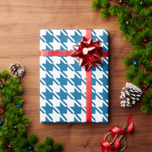 Blue Houndstooth Repeating Pattern Wrapping Paper