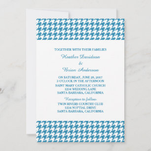 Blue Houndstooth Wedding Invite