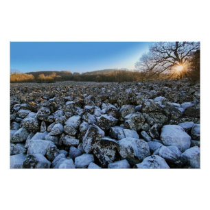 Blue hour in volcanic region of France Poster