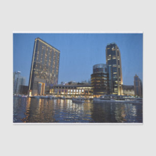 Blue hour skyscrapers in Dubai Marina Tissue Paper