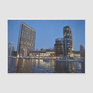 Blue hour skyscrapers in Dubai Marina Tissue Paper