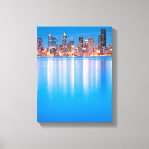 Blue hour view of downtown Seattle Canvas Print