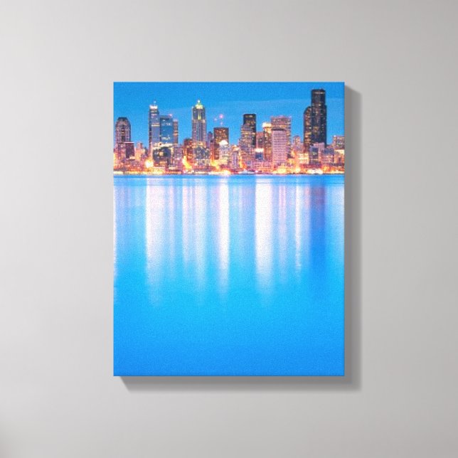 Blue hour view of downtown Seattle Canvas Print (Front)