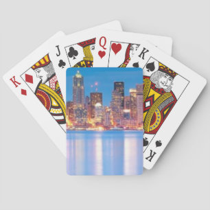 Blue hour view of downtown Seattle Playing Cards