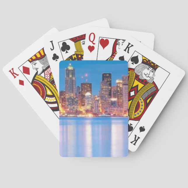 Blue hour view of downtown Seattle Playing Cards (Back)