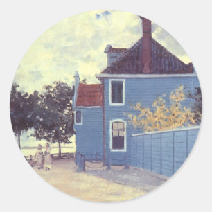 Blue House at Zaandam by Claude Monet Classic Round Sticker