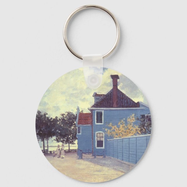 Blue House at Zaandam by Claude Monet Key Ring (Front)