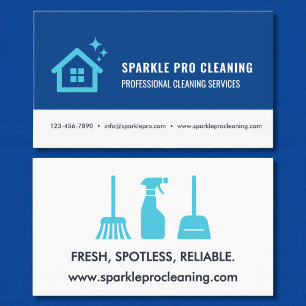 Blue House Cleaning Services Logo Modern  Business Card