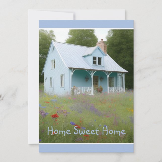 Blue House Housewarming Invitation (Front)