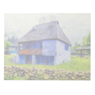 Blue house painting notepad
