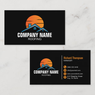 Blue House Sun Roofing Construction Business Card
