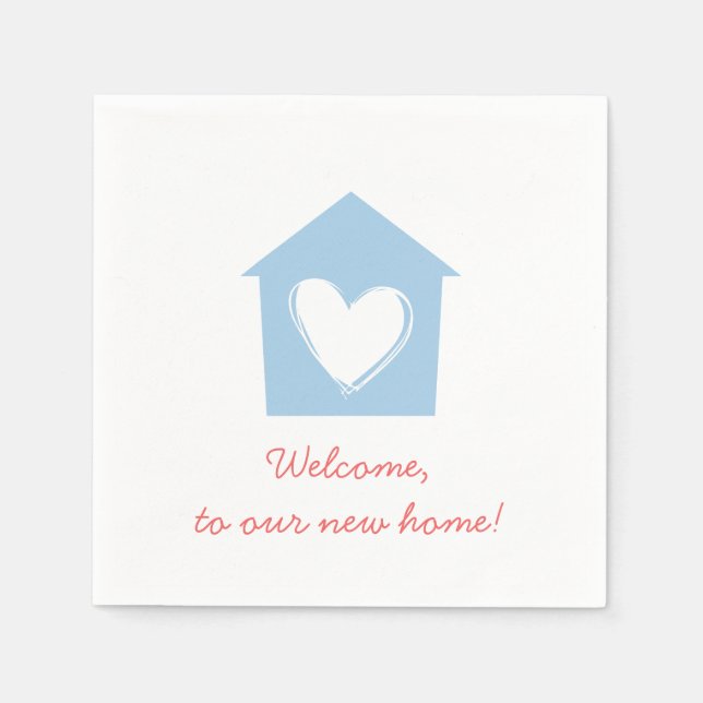 Blue Housewarming Party Paper Napkin Set (Front)
