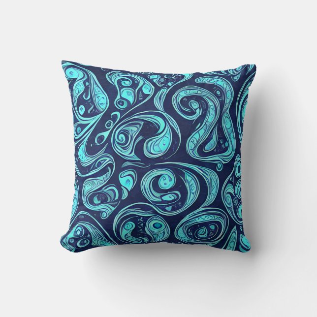 Blue Hues Throw Pillow (Front)