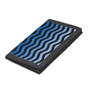 Blue Hues Wavy Stripes Trifold Wallet
