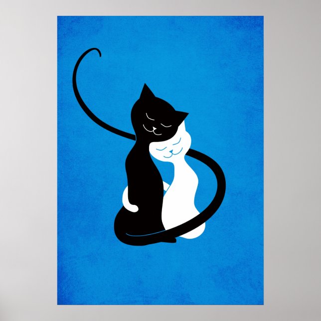 Blue Hugging Love Cats Poster (Front)