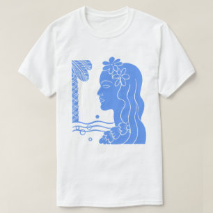 Blue Hula Girl Head T-Shirt