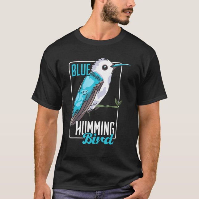Blue Humming Bird Bird Bird T-Shirt (Front)