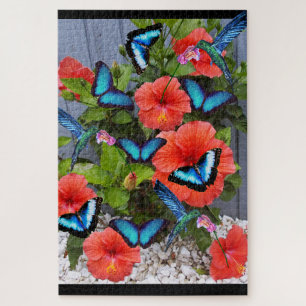 BLUE HUMMINGBIRDS AND BUTTERFLIES puzzle
