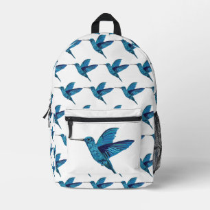 Blue Hummingbirds Printed Backpack