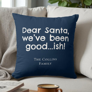 Blue Humor Dear Santa Personalized Funny Christmas Cushion