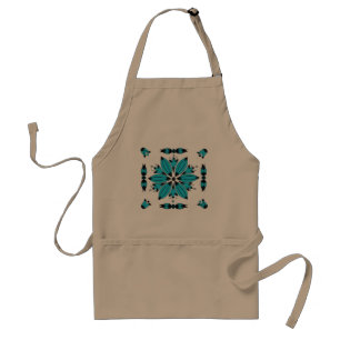 Blue Hungarian folk art floral motif Standard Apron
