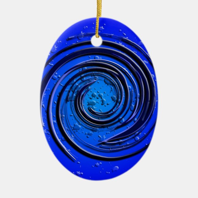 Blue Hurricane Swirl Ceramic Tree Decoration (Front)