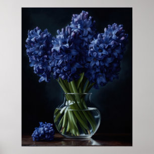 Blue Hyacinth Flowers Art Print Poster