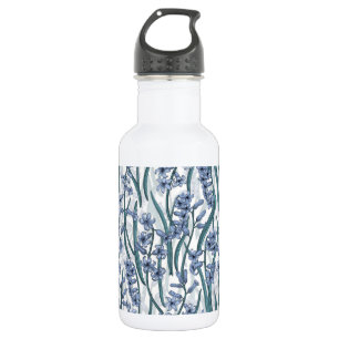 Blue Hyacinth flowers on white 532 Ml Water Bottle