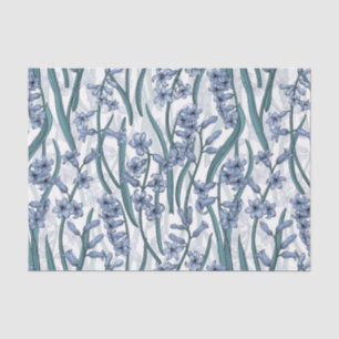 Blue Hyacinth flowers on white Tissue Paper