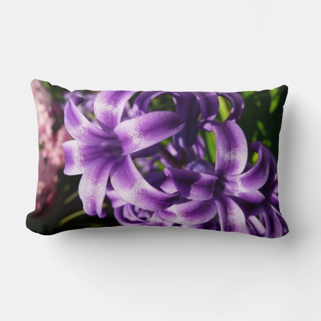 Blue Hyacinth I Spring Floral Lumbar Cushion (Front)