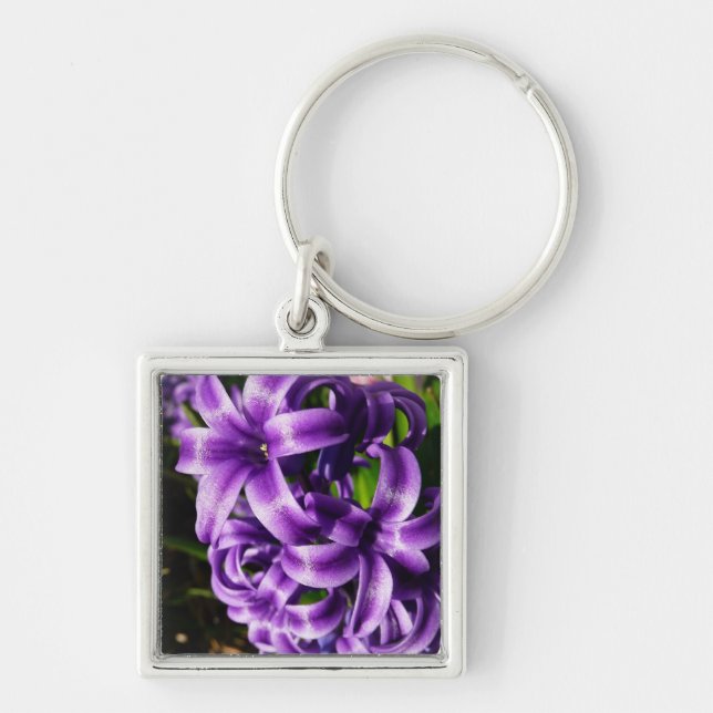Blue Hyacinth II Spring Floral Key Ring (Front)